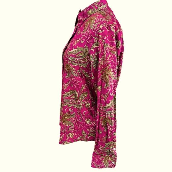 CHAPS No Iron paisley button front shirt size M. - Picture 5 of 7